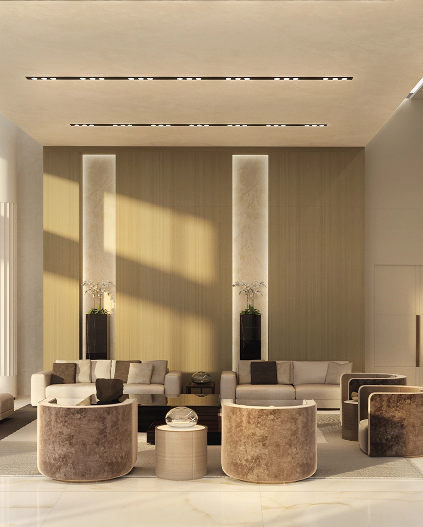 Luxury villa interior renovation in Dubai with Italian design and bespoke finishes.